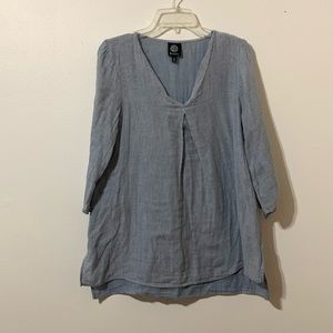 BoBeau Blue/White Pinstripe Top Ties On Sleeves Size M Used